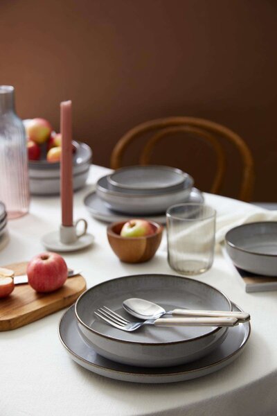 12 részes porcelán étkészlet szürke