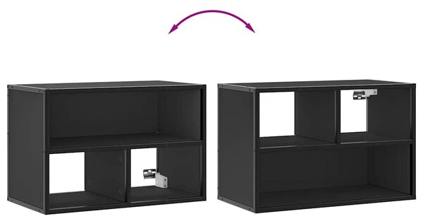 Fekete szerelt fa és fém TV-szekrény 60 x 31 x 39,5 cm
