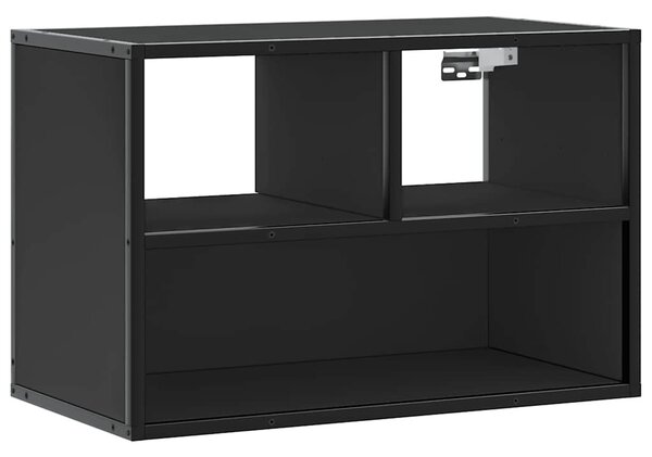Fekete szerelt fa és fém TV-szekrény 60 x 31 x 39,5 cm