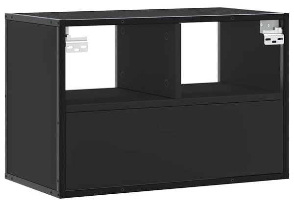 Fekete szerelt fa és fém TV-szekrény 60 x 31 x 39,5 cm
