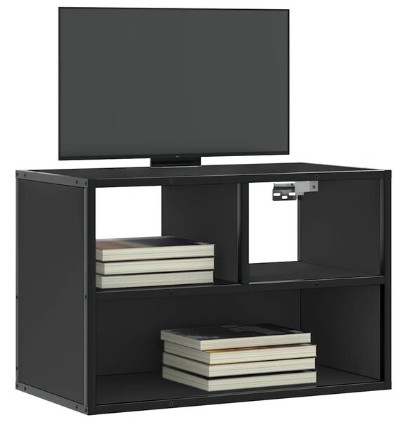 Fekete szerelt fa és fém TV-szekrény 60 x 31 x 39,5 cm
