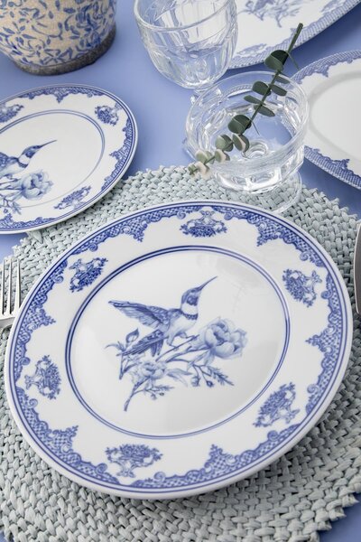 26 részes porcelán étkészlet kék-fehér