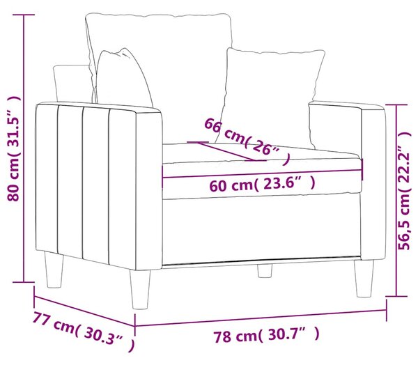 Krémszínű bársony kanapéfotel 60 cm