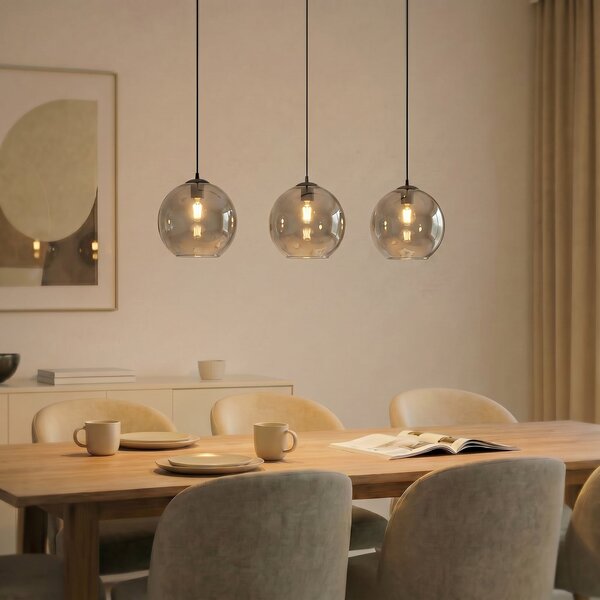 Függőlámpa Lucande, Brillar, dimmable, Szürke, Nappali, Üveg, Modern