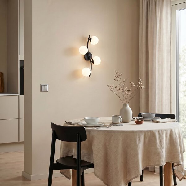 Fali Lámpa Lindby, Josiana, dimmable, Fekete, Nappali, Üveg, Modern