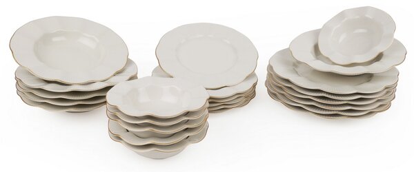 24 részes porcelán étkészlet krém-arany