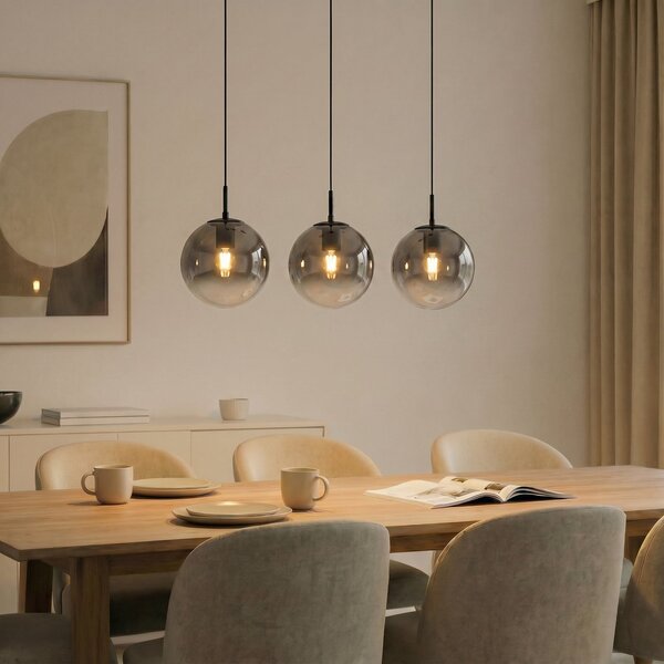 Függőlámpa Lucande, Veloura, dimmable, Szürke, Nappali, Üveg, Dizájn