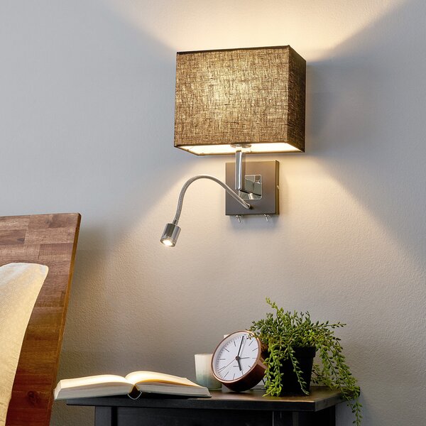 Fali Lámpa Lucande, Rebekka, dimmable, Fekete, Nappali, Szövet / Textília, Modern