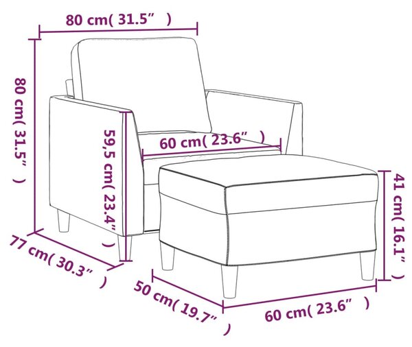 Bordó műbőr kanapéfotel lábtartóval 60 cm
