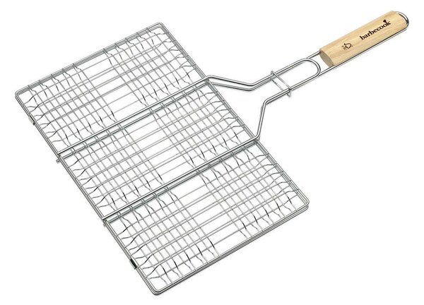 Barbecook BC-ACC-7104 hamburgersütő grillrács, krómozott, fa nyél, 100% FSC, 6db-os