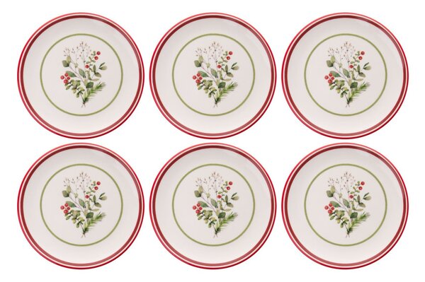6 részes karácsonyi kerámia desszerttányér készlet Xmas Leaf