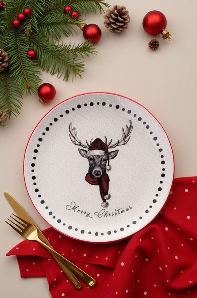 6 részes karácsonyi kerámia desszerttányér készlet Xmas Merry