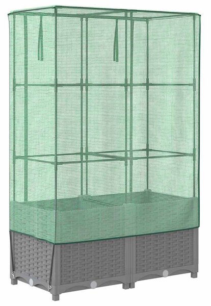 Rattan megjelenésű magaságyás melegháztakaróval 80x40x138 cm
