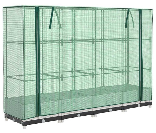 Rattan megjelenésű magaságyás melegháztakaróval 160x40x123 cm