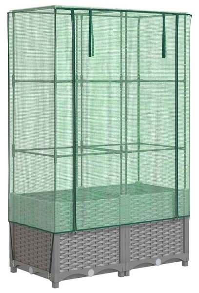 Rattan megjelenésű magaságyás melegháztakaróval 80x40x138 cm