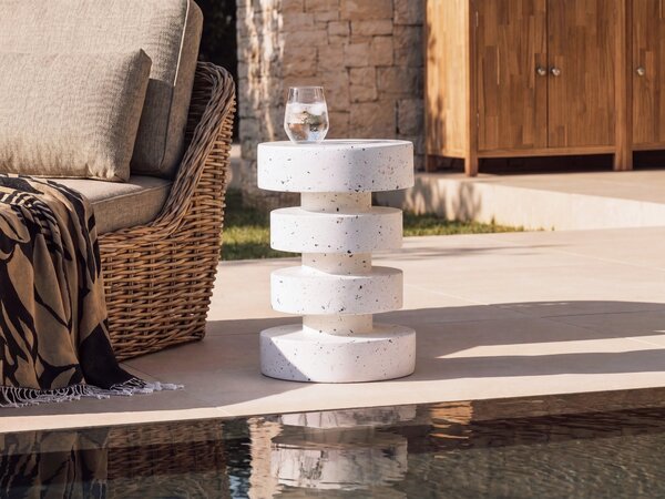 Kisasztal BIVONGI 30 cm 30 cm Fehér terrazzo