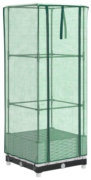 Rattan megjelenésű magaságyás melegháztakaróval 40x40x123 cm