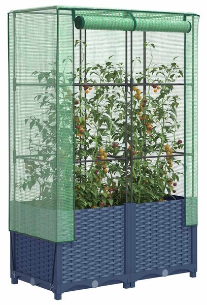 Rattan megjelenésű magaságyás melegháztakaróval 80x40x138 cm