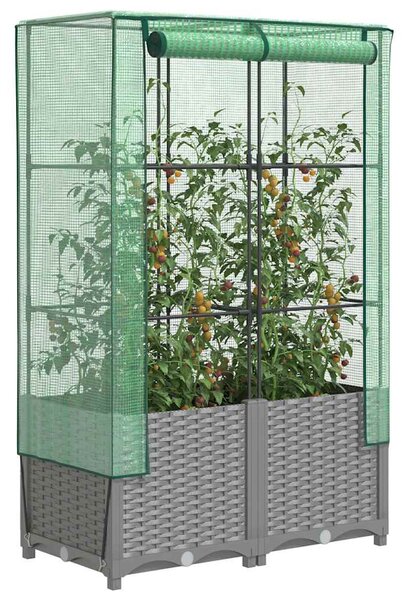 Rattan megjelenésű magaságyás melegháztakaróval 80x40x138 cm