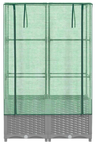 Rattan megjelenésű magaságyás melegháztakaróval 80x40x138 cm