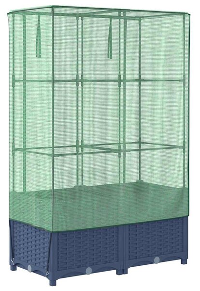 Rattan megjelenésű magaságyás melegháztakaróval 80x40x138 cm