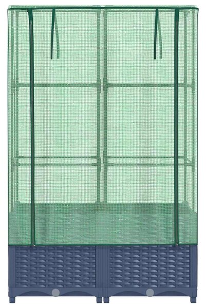 Rattan megjelenésű magaságyás melegháztakaróval 80x40x138 cm
