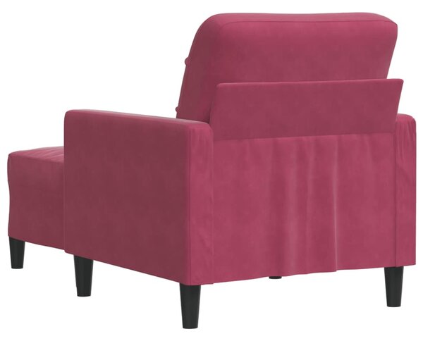Bordó bársony kanapéfotel lábtartóval 60 cm