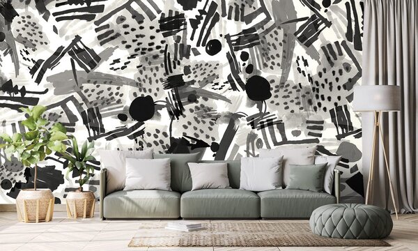 Tapéta fekete fehér pop art absztrakció