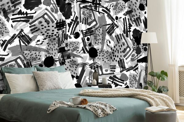 Tapéta fekete fehér pop art absztrakció