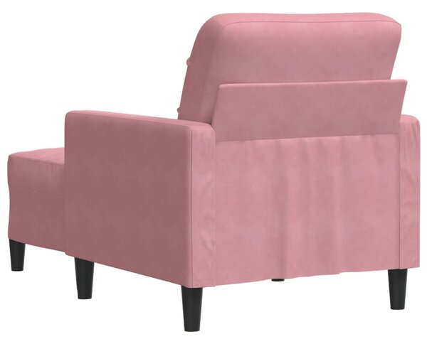 Rózsaszín bársony kanapéfotel lábtartóval 60 cm