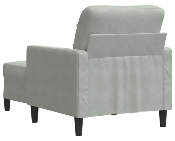 Világosszürke bársony kanapéfotel lábtartóval 60 cm