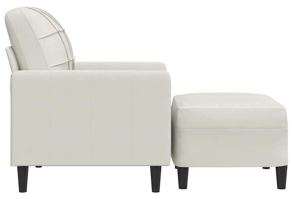 Krémszínű bársony kanapéfotel lábtartóval 60 cm