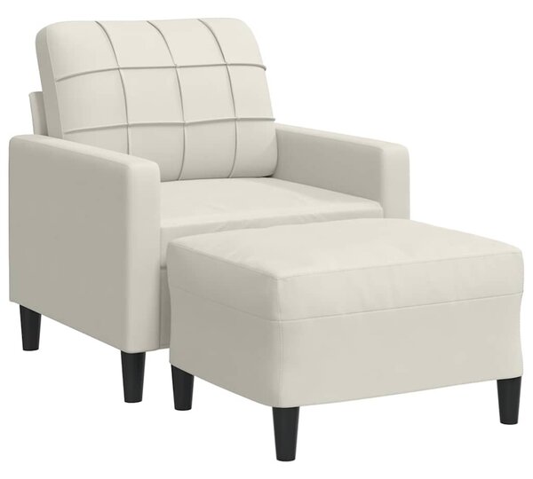 Krémszínű bársony kanapéfotel lábtartóval 60 cm