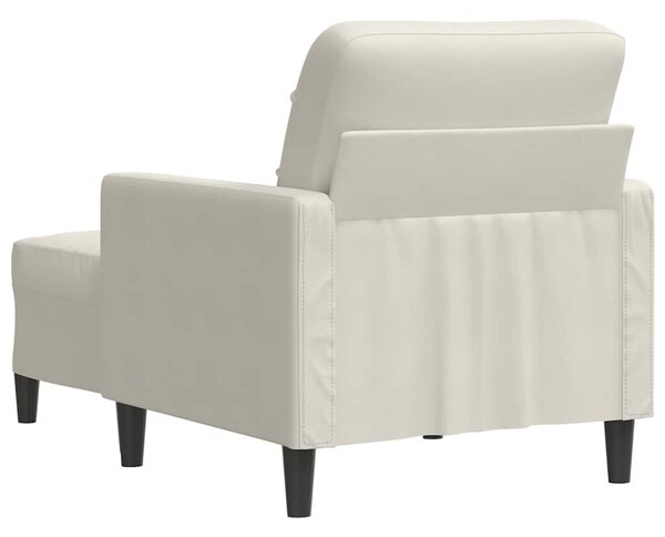Krémszínű bársony kanapéfotel lábtartóval 60 cm