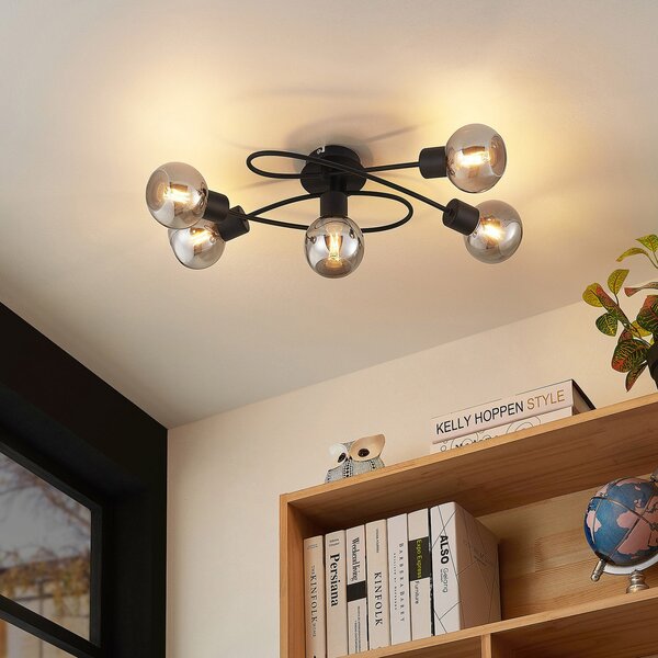 Mennyezeti Lámpa Lindby, Elaina, dimmable, Fekete, Nappali, Fém, Modern