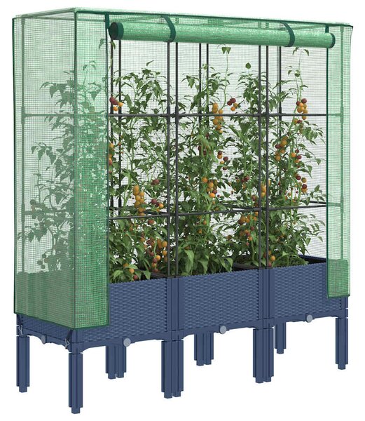 Rattan megjelenésű magaságyás melegháztakaróval 120x40x140 cm