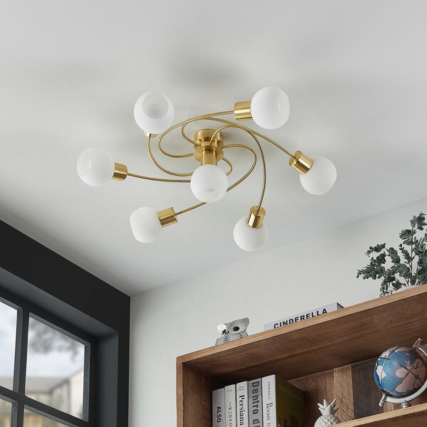 Mennyezeti Lámpa Lindby, Ciala, dimmable, Arany / Sárgaréz, Nappali, Üveg, Modern