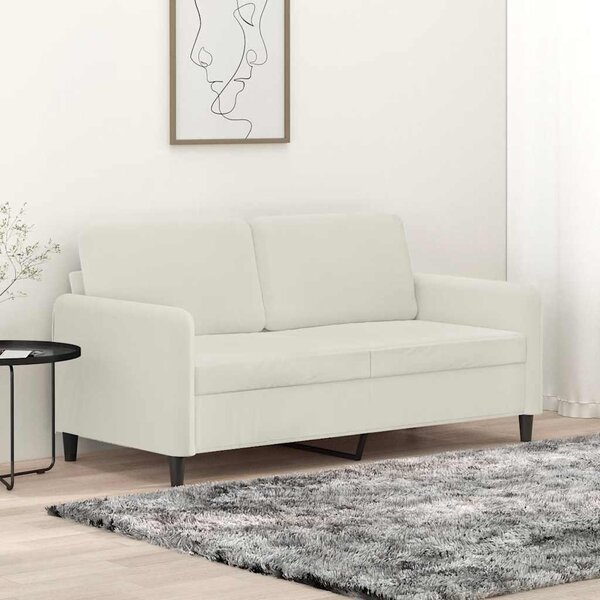 Kétszemélyes krémszínű bársony kanapé 140 cm