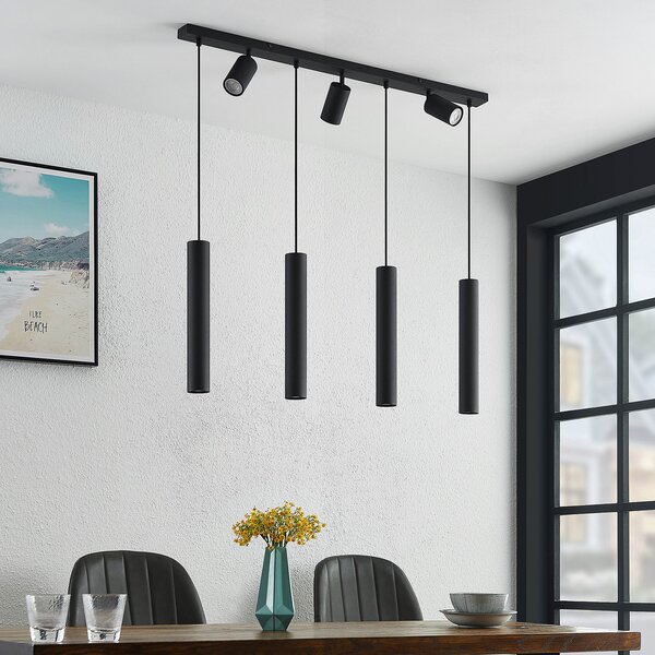 Függőlámpa Lindby, Sanad, dimmable, Fekete, Nappali, Fém, Modern