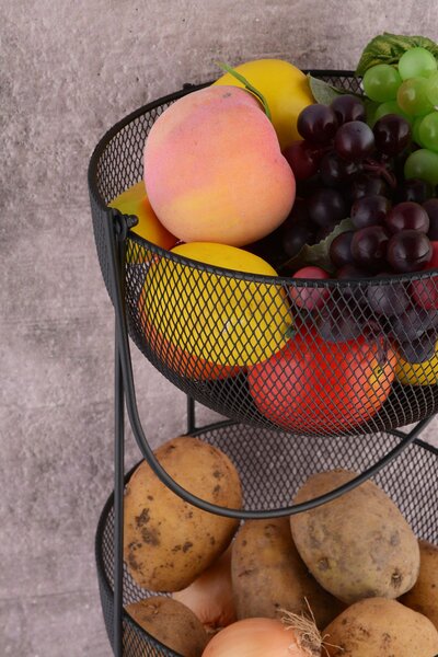 Aleyna 3 szintes fém gyümölcskosár