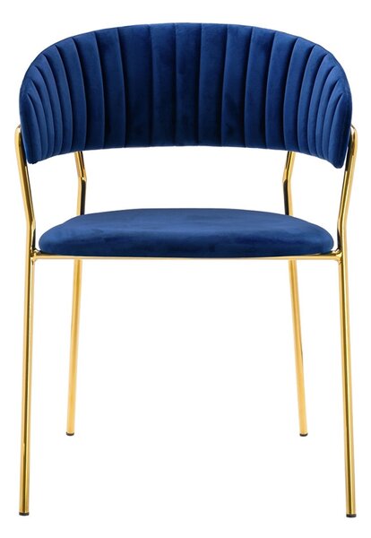 King Home Margo Szék Szett Bársony Sötétkék Arany Talppal (4 db)