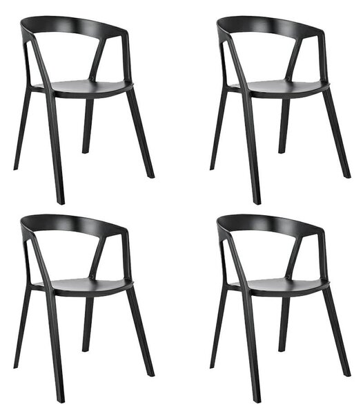 King Home Vibia Szék Polipropilén Fekete Egymásba Rakható 4 db-os Szett