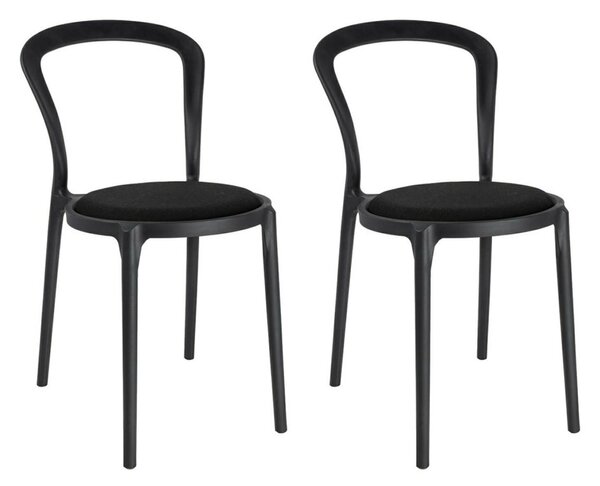 King Home Slim Szék Szett Polipropilén Szövet Fekete 2 db