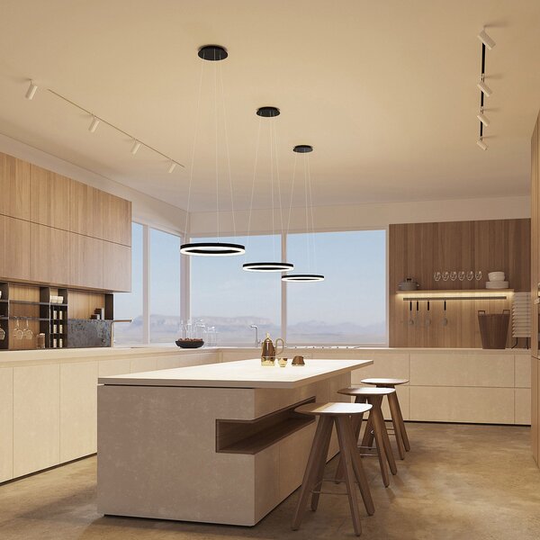 Függőlámpa Arcchio, Albiona, dimmable, Fekete, Konyha, Fém, Modern
