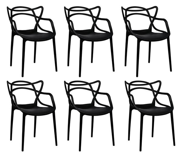 Modesto Design HILO Szék Szett Polipropilén Fekete 6 Darabos