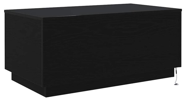 Fekete tölgy dohányzóasztal LED-lámpákkal 90x50x40 cm