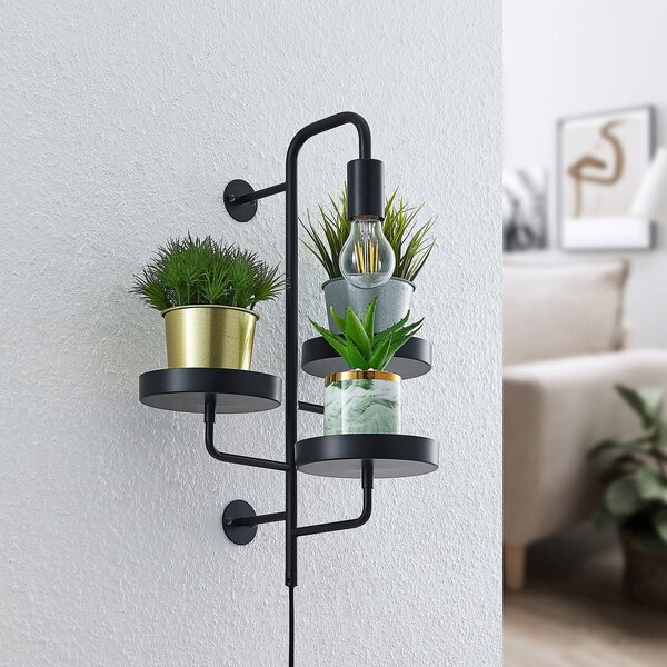 Fali Lámpa Lindby, Hanjo, dimmable, Fekete, Nappali, Fém, Modern