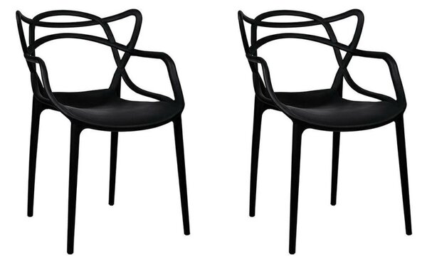 Modesto Design HILO Szék Készlet Polipropilén Fekete Minimalistás (2 db)