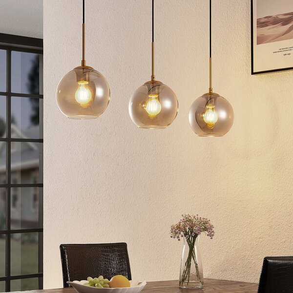 Függőlámpa Lindby, Hiwana, dimmable, Szürke, Nappali, Üveg, Modern