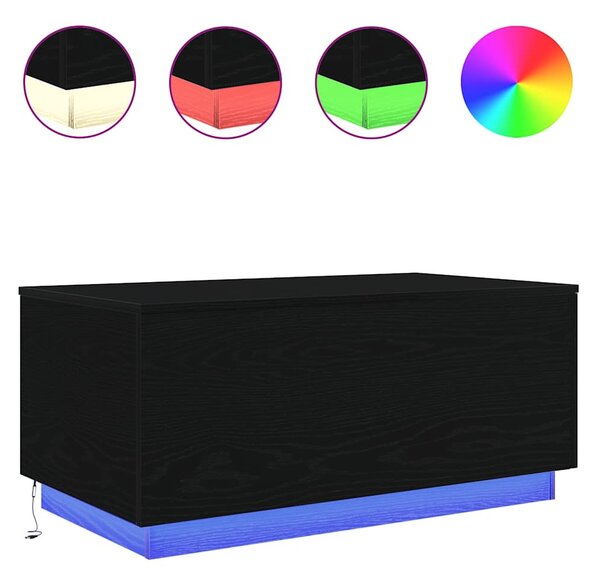 Fekete tölgy dohányzóasztal LED-lámpákkal 90x50x40 cm